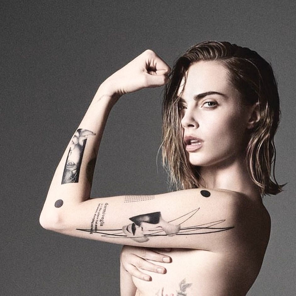 cara delevingne with the tattoo of Matteo Nangeroni