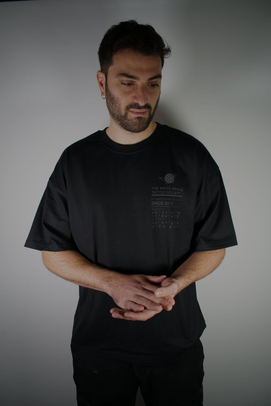 TWWTS Destination Tee, heavyweight cotton t-shirt with the studio coordinates print