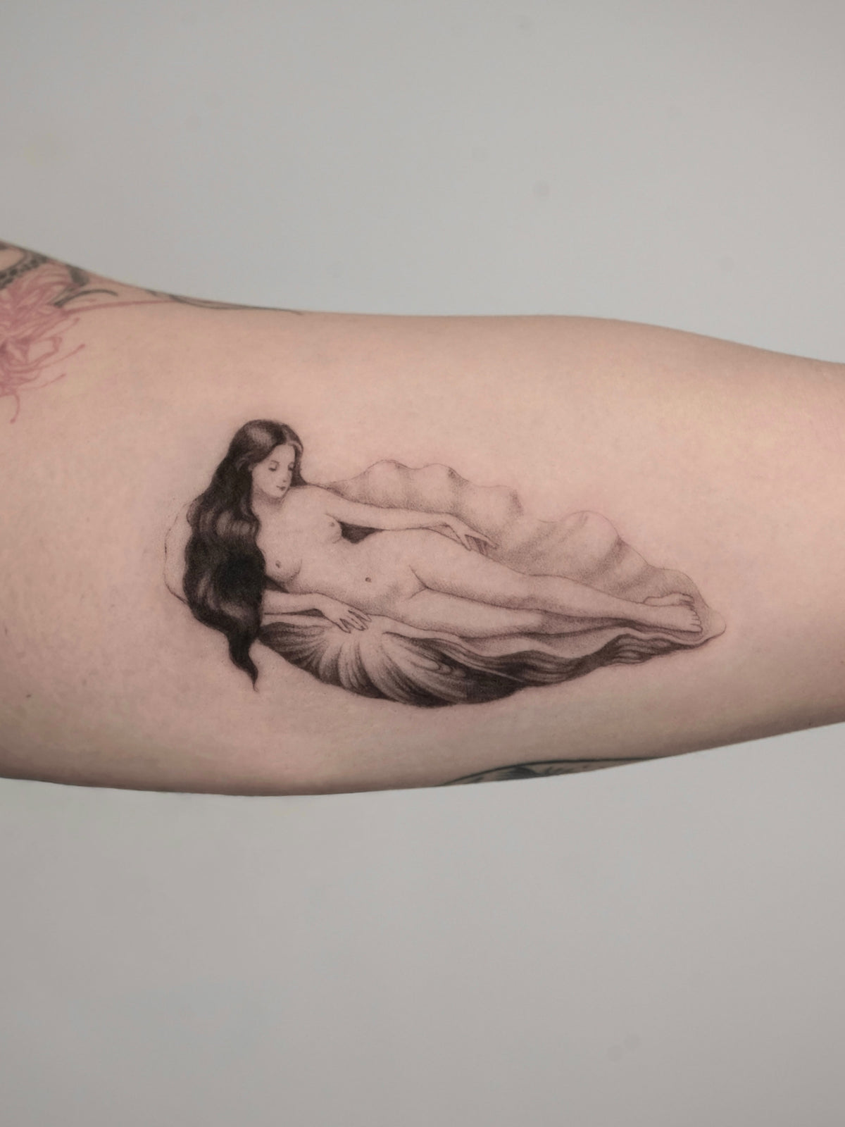 Tatuaggio Fine Line di Myriam Moroni, The White Whale Tattoo Society