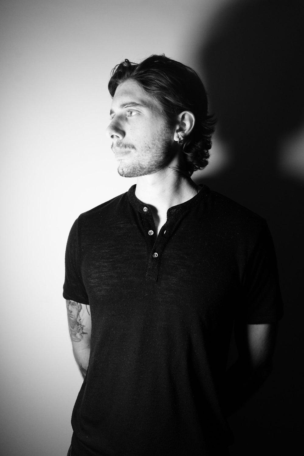 Portrait of Matteo Ciampi, resident tattoo artist at The White Whale Tattoo Society, Milano